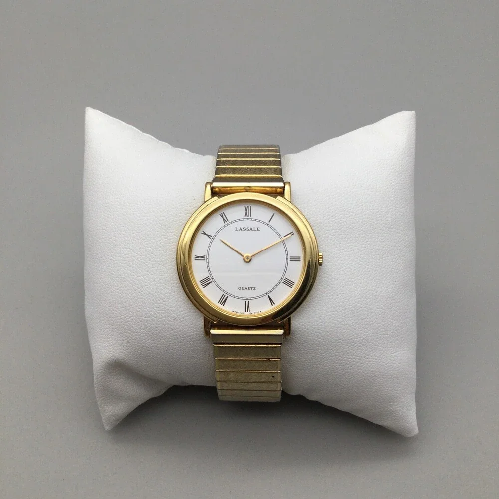 Vtg Seiko Lassale Watch Women 31mm 5L10-6029 Gold Tone Stretch Band New Battery - Picture 2 of 14